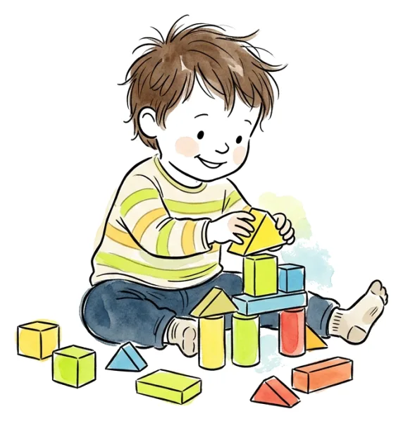 Kleinkind mit Bauklötzen (1-2 Jahre)