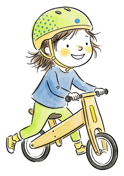 Kita-Kind auf Laufrad (3-5 Jahre)