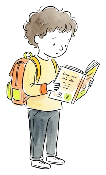 Schulkind liest Buch (6-11 Jahre)